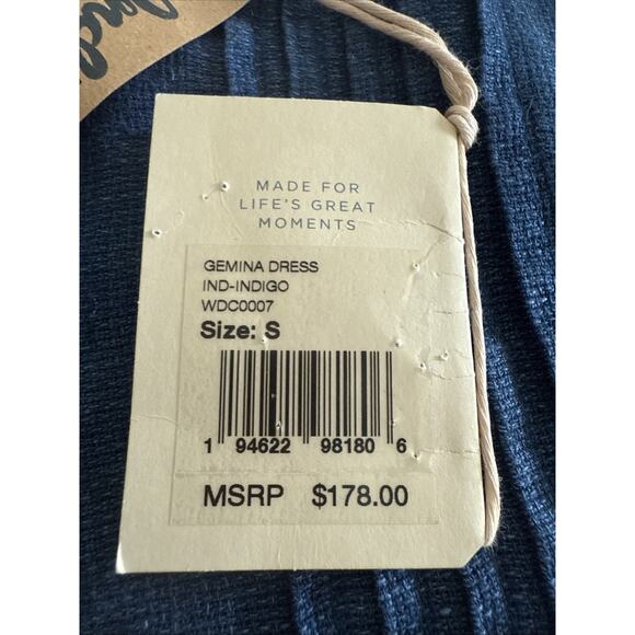 Faherty Gemina Linen Basketweave Dress Indigo Blue Size S, NEW NWT, MSRP $178 - Picture 5 of 11